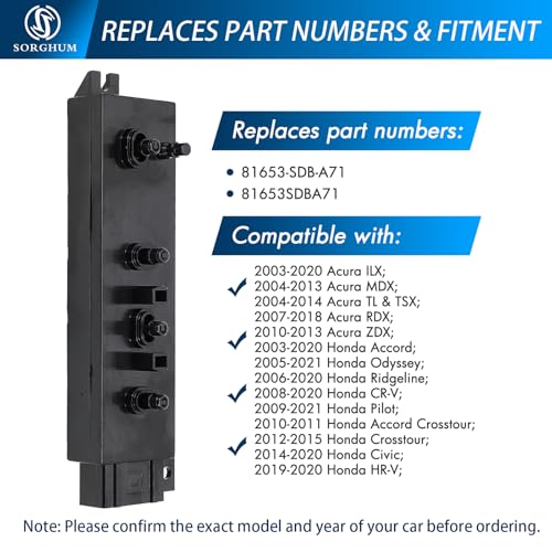 Sorghum Power Seat Switch - Front Left Driver Side Adjustment Switch Control 8 Ways Compatible with 2003-2020 Acura MDX RDX Honda Accord Odyssey CR-V Civic 12 Pins Replace# 81653-SDB-A71 - Image 4