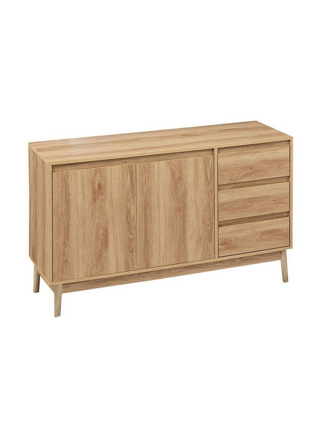 Five Simply Smart Abana 3-Drawer Natural Oak Effect Buffet Sideboard Brown 76 x 39 x 120 cm 193547 - Image 1