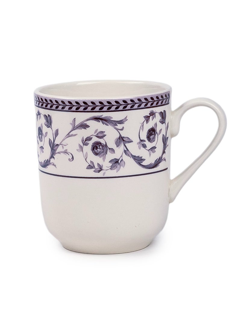 Claytan Callista Floral Pattern 370 ml Ceramic Mug (White, Set of 1) - Image 1