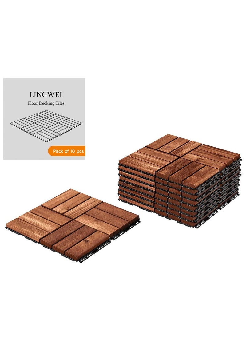 LINGWEI Premium Pack of 10 Interlocking Wooden Decking Tiles - Hardwood Flooring for Outdoor & Indoor Use - Easy DIY Installation for Garden, Balcony, Patio, and More  - Image 5