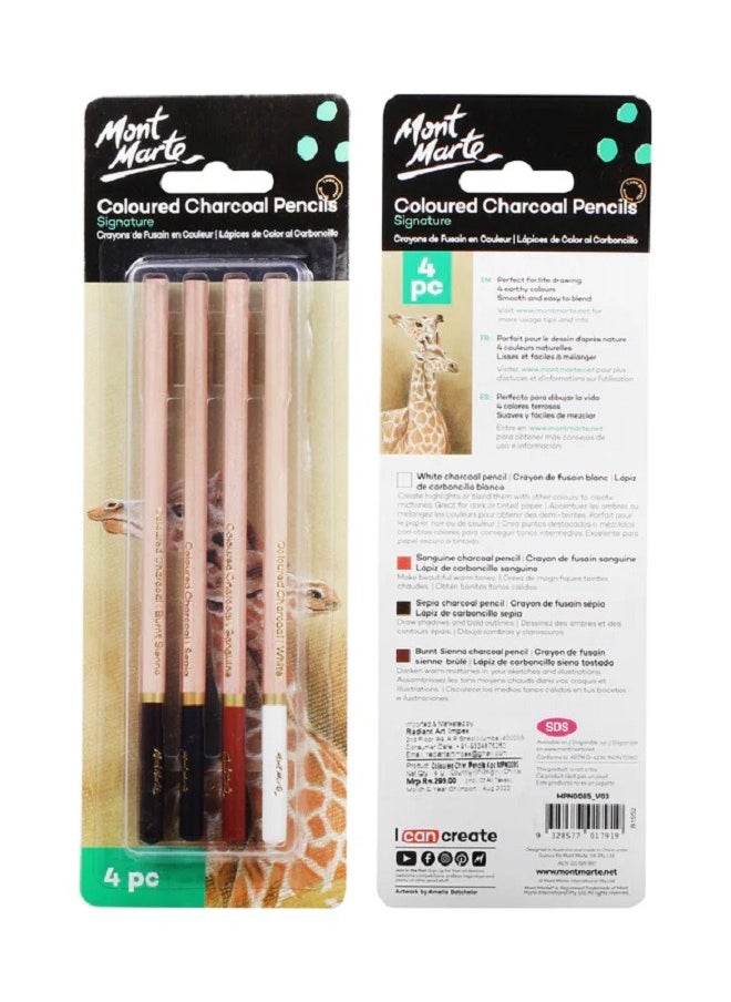 Mont Marte Charcoal Pencils - Coloured Set of 4 Pieces