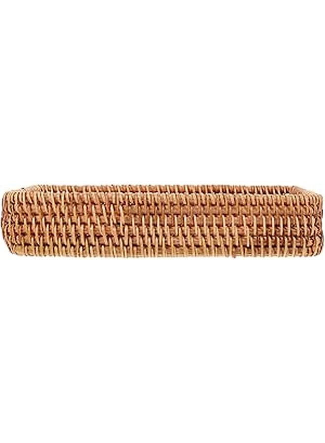 سلة خبز بيضاوية منسوجة من الروطان الطبيعي مقاس 20×11.5×3.5 سم لتخزين مائدة المطبخ أو غرفة الطعام - Image 1