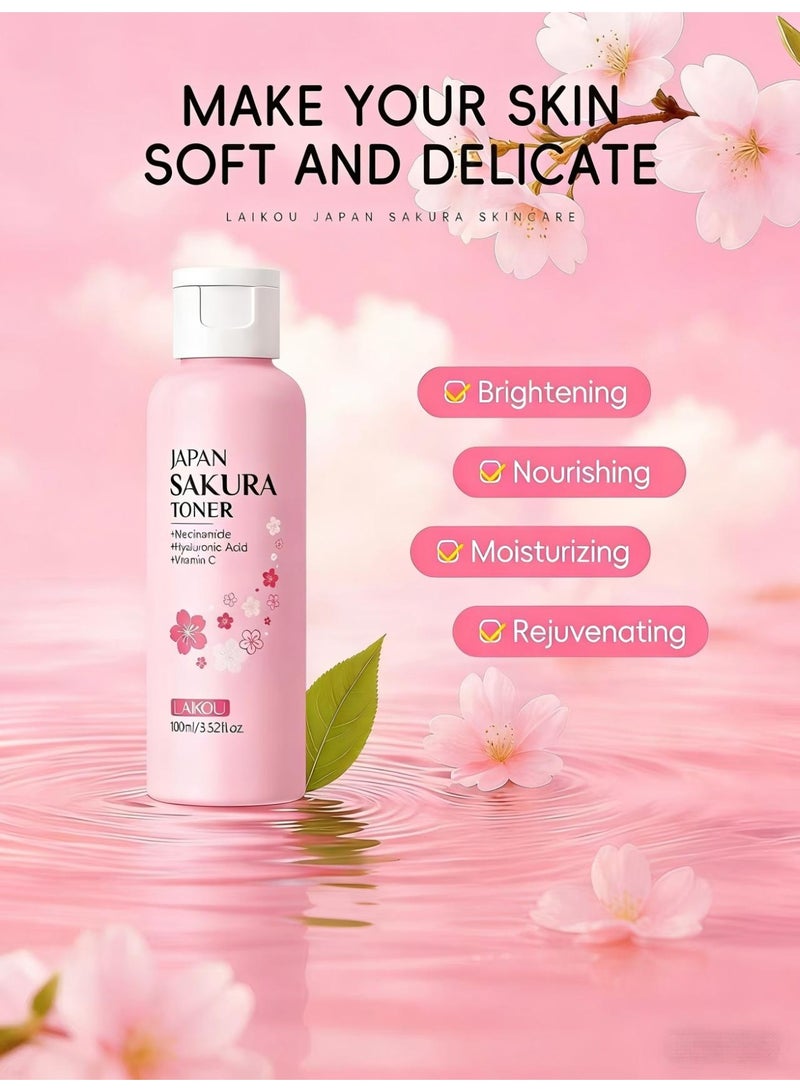 Sakura Gift Set (including Cleanser,Toner,Serum,Essence Cream,Eye Cream), a Gift for Women's Birthday, Party, Wedding, Ramadan, Valentine's Day - Image 3