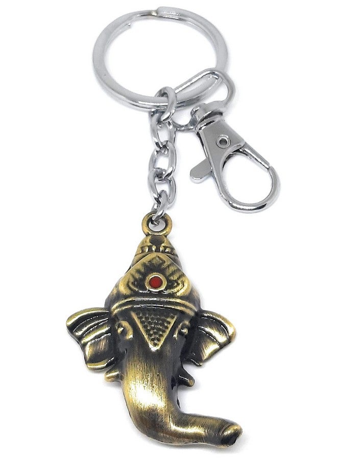 Aura Ganesh Ganpati Gift Keyring Keychain For Bike Car Home Office Men Women Husband Wife Boys Girls Metal Hook Keychain (Green) - Image 1