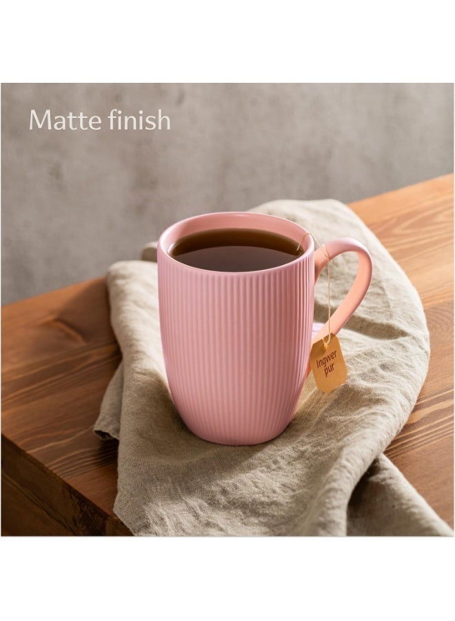 350ml matte ceramic mug with modern lines - 1 piece - Image 3