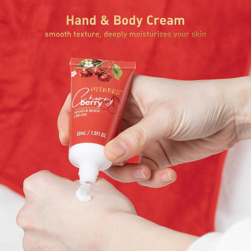 Hitrees Spa Gifts for Women Cherry Berry Spa Gift Set for Teenage Tote Bag Shower Gel Hand Body Lotion Hitrees Birthday for Best Friend Woman Mom Mothers Day - Image 4