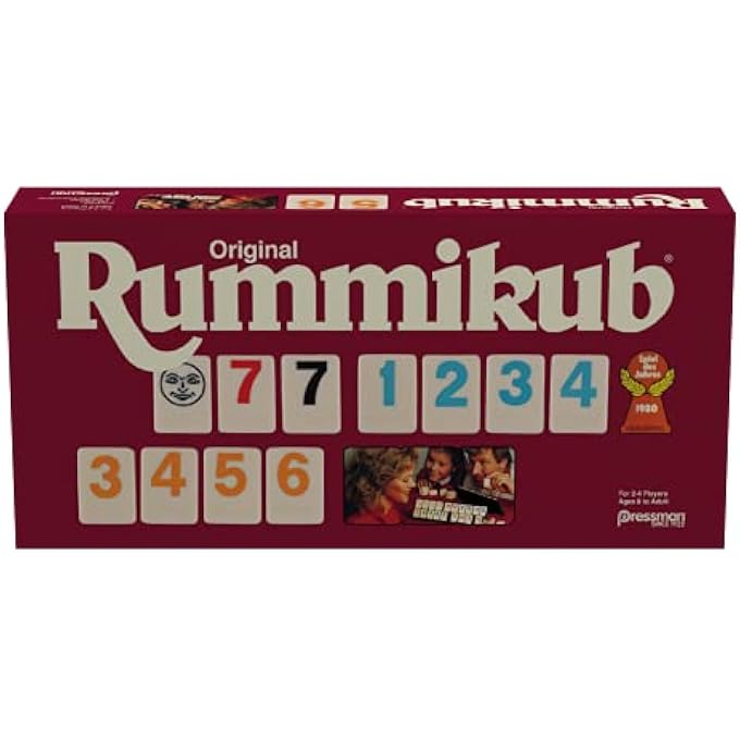 Pressman Original Retro Style Large Numbers Rummikub  Includes Tiles with Bright OverSized Inset Numbers for Easy Viewing Multi Color - Image 1