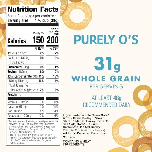 Cascadian Farm Organic Purely Os Cereal Made with Oats and Barley Vegan 86 oz - Image 5