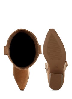 London Rag Studs Embellished Cowboy Boots in CAMEL  - Image 4