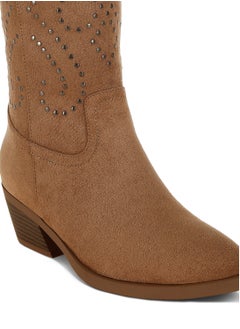 London Rag Studs Embellished Cowboy Boots in CAMEL  - Image 5