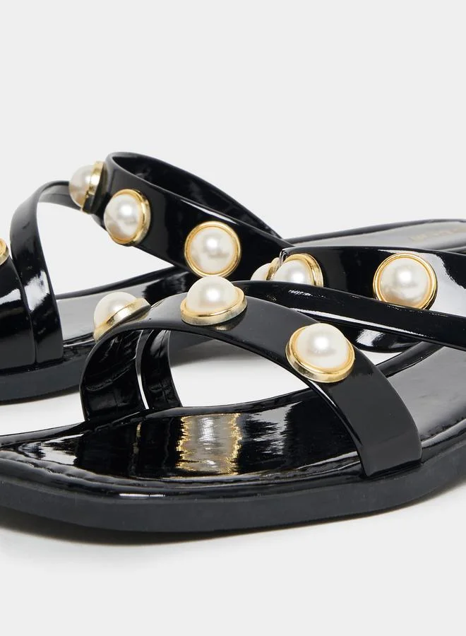 Styli Embellished Strap Flat Sandals