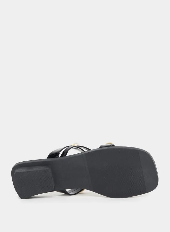 Styli Embellished Strap Flat Sandals