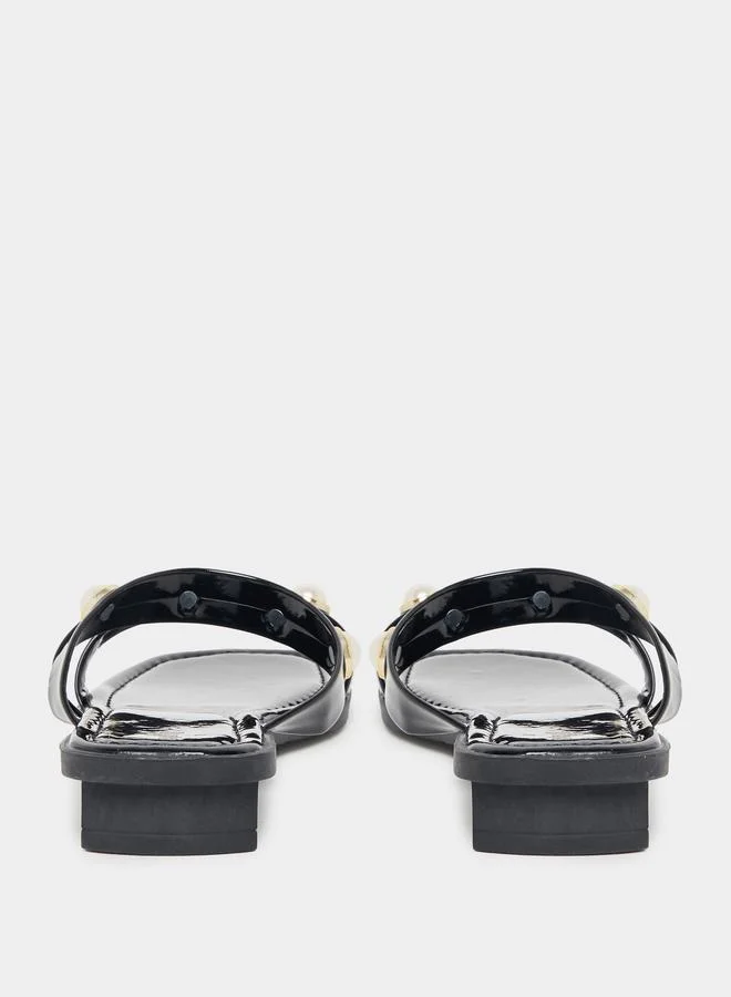 Styli Embellished Strap Flat Sandals