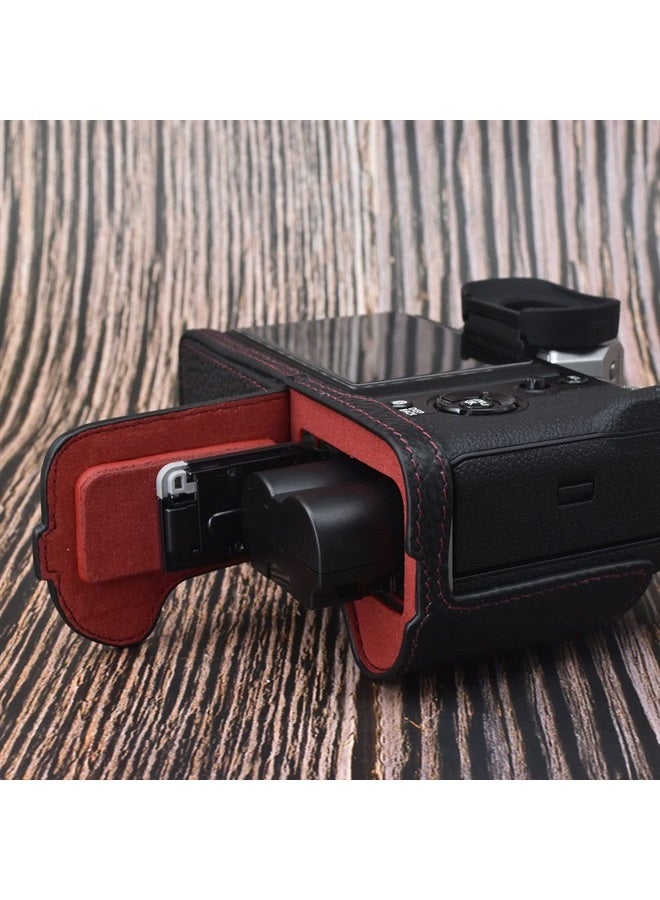 Rieibi حافظة فوجي XT5 - حافظة نصفية من الجلد الأصلي عالي الجودة لكاميرا فوجي فيلم X-T5 الرقمية - حافظة واقية لجسم كاميرا Fuji XT5 X-T5، سوداء، حافظة جميلة - Image 4