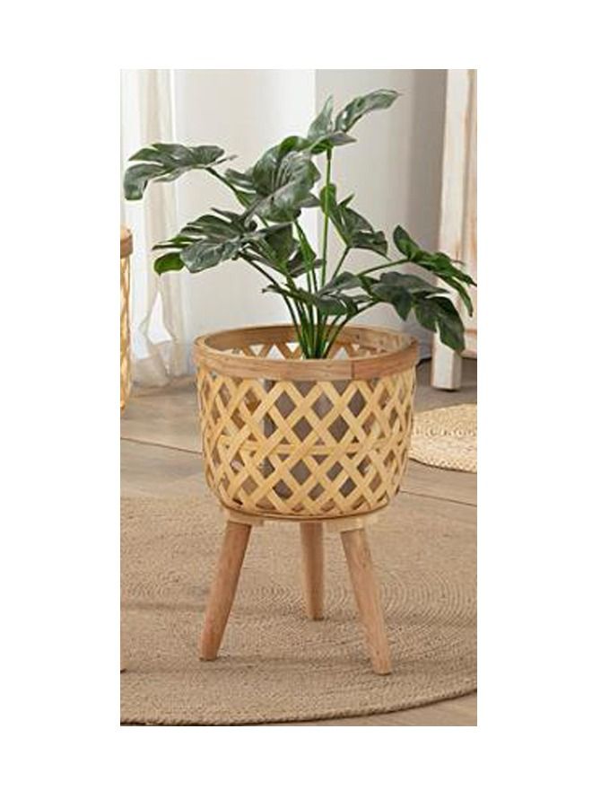 Meetion حامل عرض لأواني الزهور المصنوعة من الخيزران المنسوج خفيف الوزن - Image 1