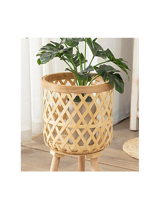 Meetion حامل عرض لأواني الزهور المصنوعة من الخيزران المنسوج خفيف الوزن - Image 3