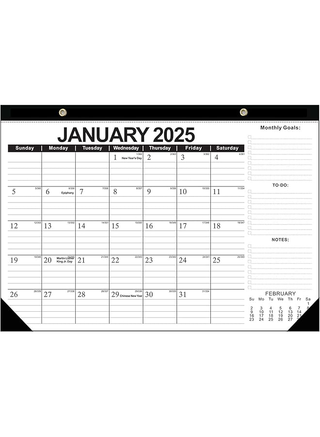 erorex Desk Wall Calendar Large Monthly Covers January 2025 To June 2026 The 18 Months Monthly Calendar With Thick Paper For Planning And Organizing For Home Or Office Black  - Image 1