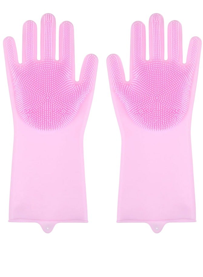 2 قطعة من قفاز اليدين لاستحمام القطط و الحيوانات الأليفة, مقاوم للحرارة مصنوع من مادة السيليكون عالية الكثافة مع أسنان لطيفة على الجلد وفعالة لإزالة الفراء - Image 1