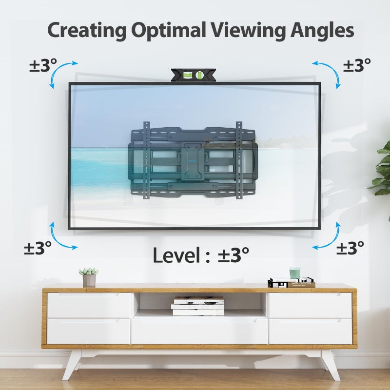 USX STAR 42-97" Full Motion Sliding TV Wall Mount, Fits 16" 18" 24" Wood Studs, Wall Mount TV Bracket with Smooth Swivel, Tilt, Extension, Holds up to 150lbs, Max VESA 600x400mm, Fit Most 75 85 86 TVS - Image 5