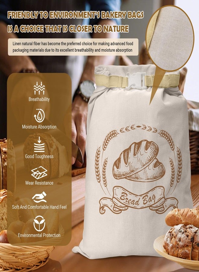 NIKKOUR Large Linen Beeswax Bread Bags(2 Pack) Sourdough Bread Bags Reusable Bread Bags Double-Lock Freezer Bread Bag Bread Container Gift Giving for Homemade Bread,Loaf,Sourdough,Food (Plain Colour Patterns) - Image 3