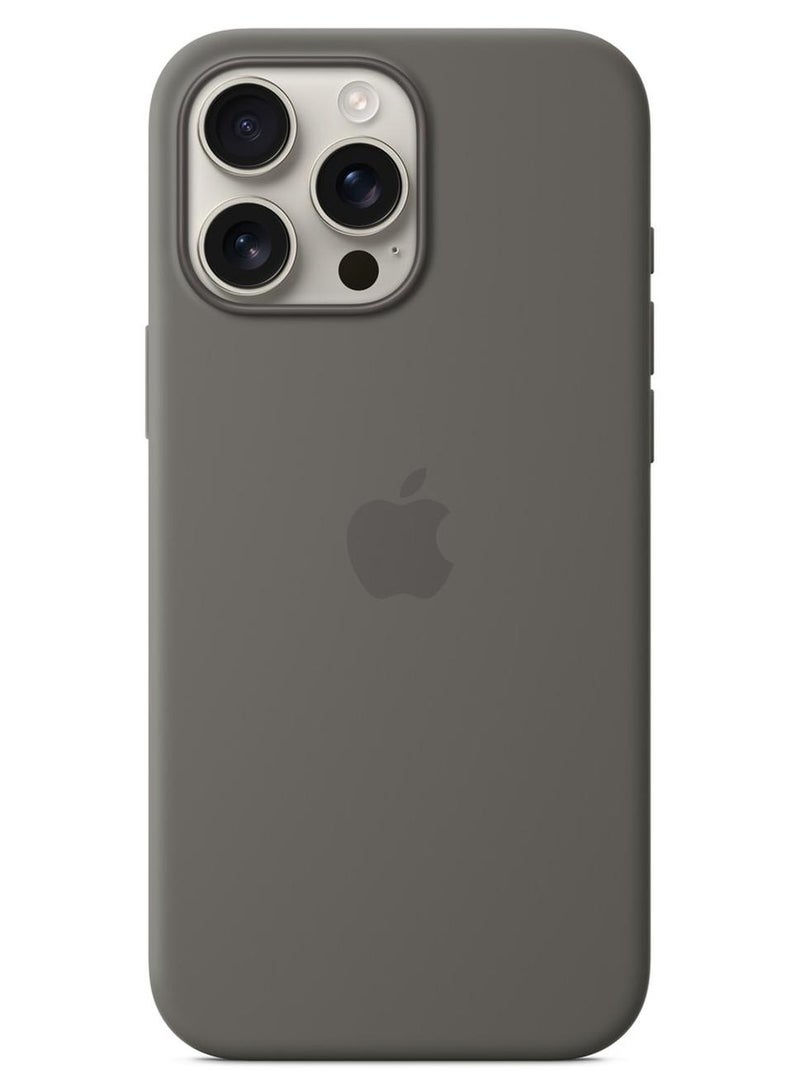 ه البركة جراب سيليكون لجهاز iPhone 16 Pro Max متوافق مع MagSafe | مقاوم للصدمات، ملمس ناعم، حماية متينة | ألوان أنيقة | جراب iPhone متوافق مع MagSafe | رمادي حجري - Image 1