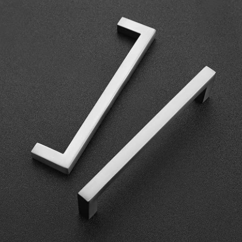 Ravinte 5 Pack Solid 5 Inch Center to Center Slim Square Bar Drawer Pulls - Kitchen Cabinet Handles in Brushed Nickel - Hardware for Drawers and Cabinets - Image 2