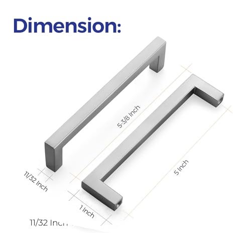 Ravinte 5 Pack Solid 5 Inch Center to Center Slim Square Bar Drawer Pulls - Kitchen Cabinet Handles in Brushed Nickel - Hardware for Drawers and Cabinets - Image 3