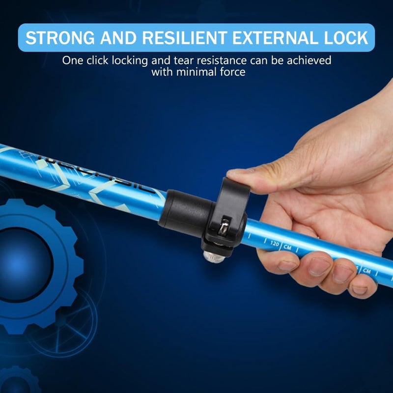 Proberos ® 49 Inch Adjustable Trekking Poles for Hiking - 2 Pack Lightweight Aluminum Walking Sticks for Men & Women with Anti-Shock, Quick Lock System & Carry Bag (Sky Blue) - Image 4