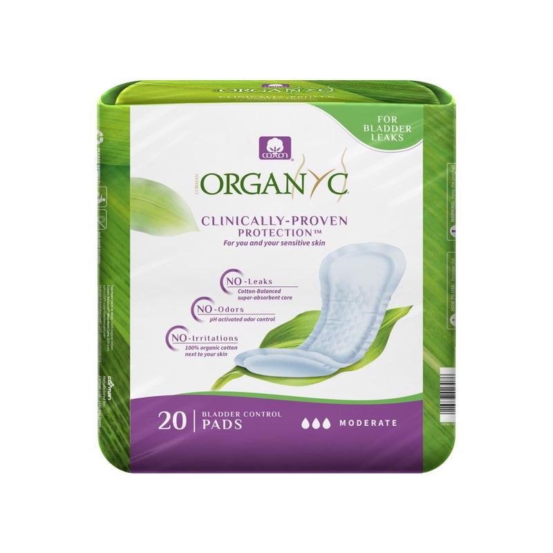 Organyc - 100% Organic Cotton Inside and Out Incontinence Pads for Bladder Leaks - Certified Odor Control, FSA/HSA Eligible, Moderate Flow, Regular Absorbency, 20 Countâ€¦ - Image 1