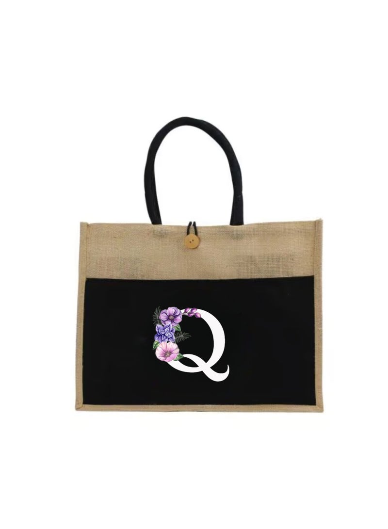 PRINTSHOP4ME Jute Bag Initial Letter Printed Design–Reusable,Durable Tote Bag For Gifting Or Everyday Use|Used For Festive Celebrations&Gifts For Special Person - Image 2