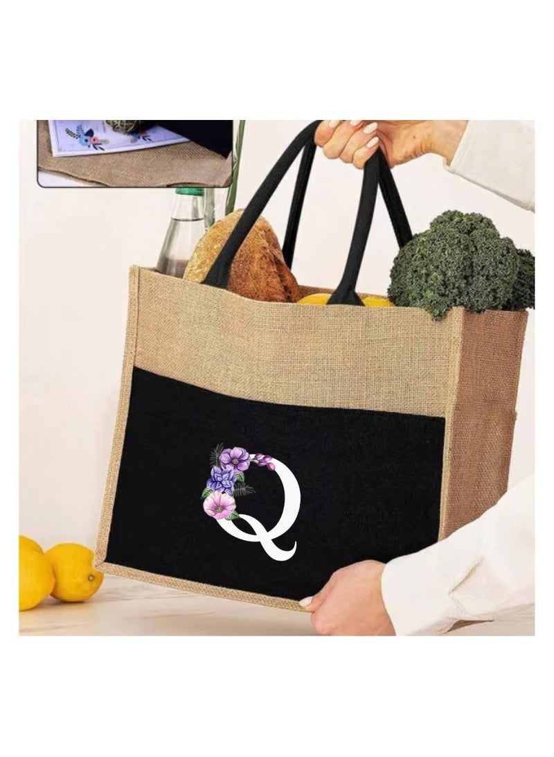 PRINTSHOP4ME Jute Bag Initial Letter Printed Design–Reusable,Durable Tote Bag For Gifting Or Everyday Use|Used For Festive Celebrations&Gifts For Special Person - Image 3