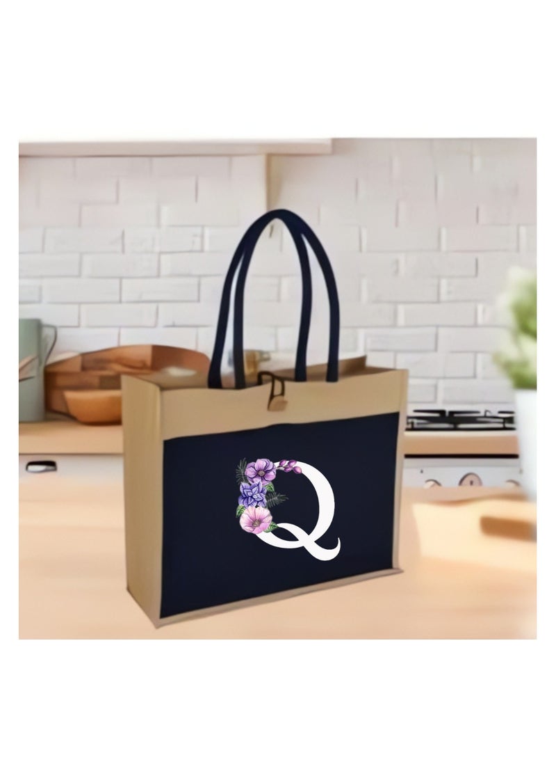 PRINTSHOP4ME Jute Bag Initial Letter Printed Design–Reusable,Durable Tote Bag For Gifting Or Everyday Use|Used For Festive Celebrations&Gifts For Special Person - Image 5