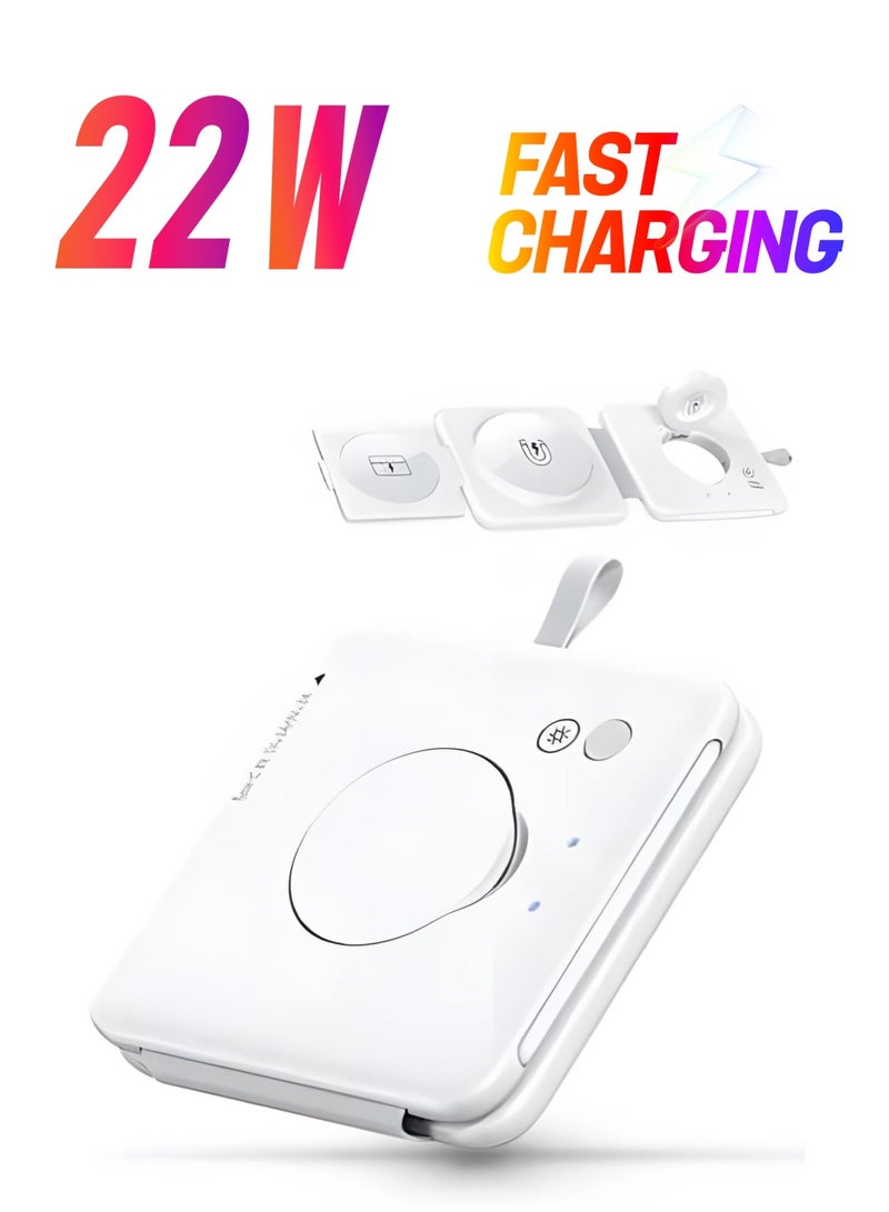 Remax Mena 22.5W Magnetic 4-in-1 Foldable Wireless Charger with Night Light, 15W for Phones, 5W for Earbuds, 2.5W for Watch, Material ABS + PC, Transmitting Distance 3-8mm,109.5g (White) - Image 1