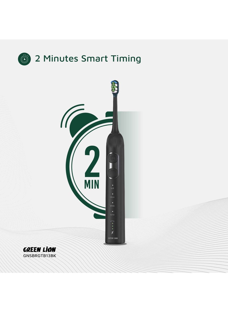GREEN LION - 4 Mode Cleaning 3000 VPM Smart Brush 60° Ultrawide with Multifunctional Servo Motor & 80 Uses in Single Charge / Soft Mode / Sonic Mode / Clean Mode / White Mode / 30s Vibration Reminder / 2 Minutes Smart Timing - Black - Image 1