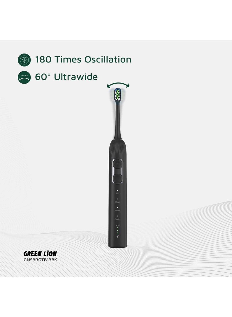 GREEN LION - 4 Mode Cleaning 3000 VPM Smart Brush 60° Ultrawide with Multifunctional Servo Motor & 80 Uses in Single Charge / Soft Mode / Sonic Mode / Clean Mode / White Mode / 30s Vibration Reminder / 2 Minutes Smart Timing - Black - Image 1