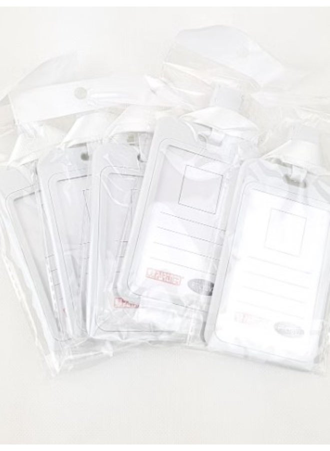 5-Piece ID Card Holder Vertical With Lanyard White Colour