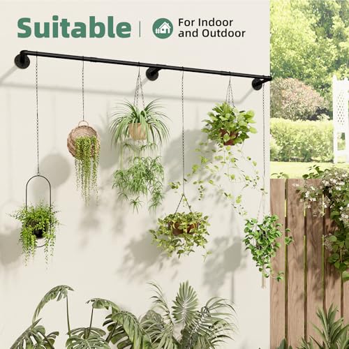 Galood Plant Hanger Indoor with 6 Hanging Chains Hanging Planters for Indoor Plants Hanging Plant Holder Window Plant Rod Black Metal Shelves(70.8 Inch Pot not Included - Image 4