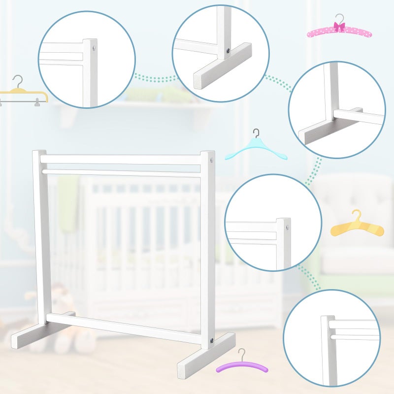 Civaner 11 Pcs Doll Garment Rack with Wooden Clothes Hanger for 18 Inch Girl Doll Clothes Mini Hangers Wardrobe Furniture Accessories for Dollhouse Baby Shower Supplies (White) - Image 4