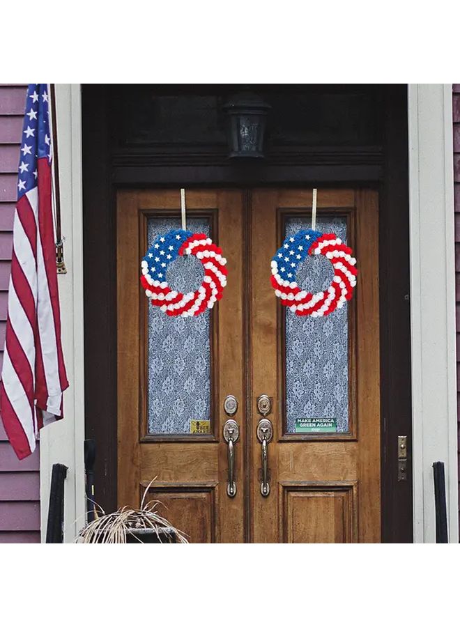 Mini Blue Flower Candle Holders Star Pattern Wreath Patriotic Red White Blue Plastic Roses Door Decor For Memorial Day Independence Day Housewarming Holiday Graduation Party Home Wall Handcrafted No Batteries Needed - Image 4