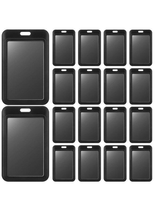 Eaasty Hard Plastic Id Badge Holder Vertical Slide Open Card Case Black Name Tag Holders Badge Sleeve Id Case Protector With Clear Window For Nurses Office School Credit Cards (20 Pcs)  - Image 1