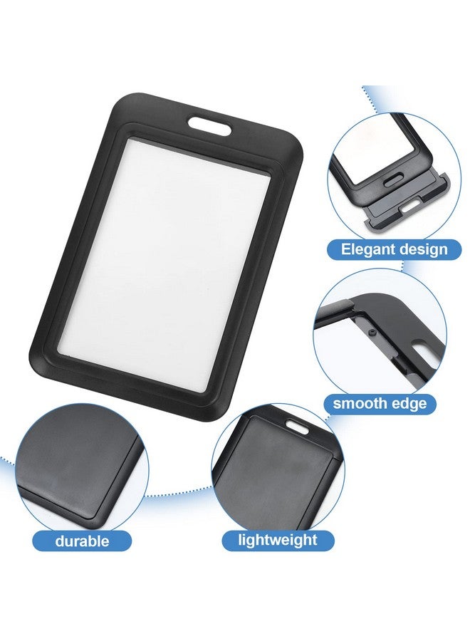 Eaasty Hard Plastic Id Badge Holder Vertical Slide Open Card Case Black Name Tag Holders Badge Sleeve Id Case Protector With Clear Window For Nurses Office School Credit Cards (20 Pcs)  - Image 5