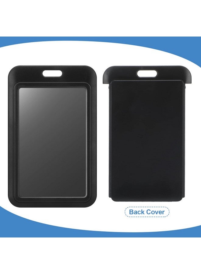 Eaasty Hard Plastic Id Badge Holder Vertical Slide Open Card Case Black Name Tag Holders Badge Sleeve Id Case Protector With Clear Window For Nurses Office School Credit Cards (20 Pcs)  - Image 4