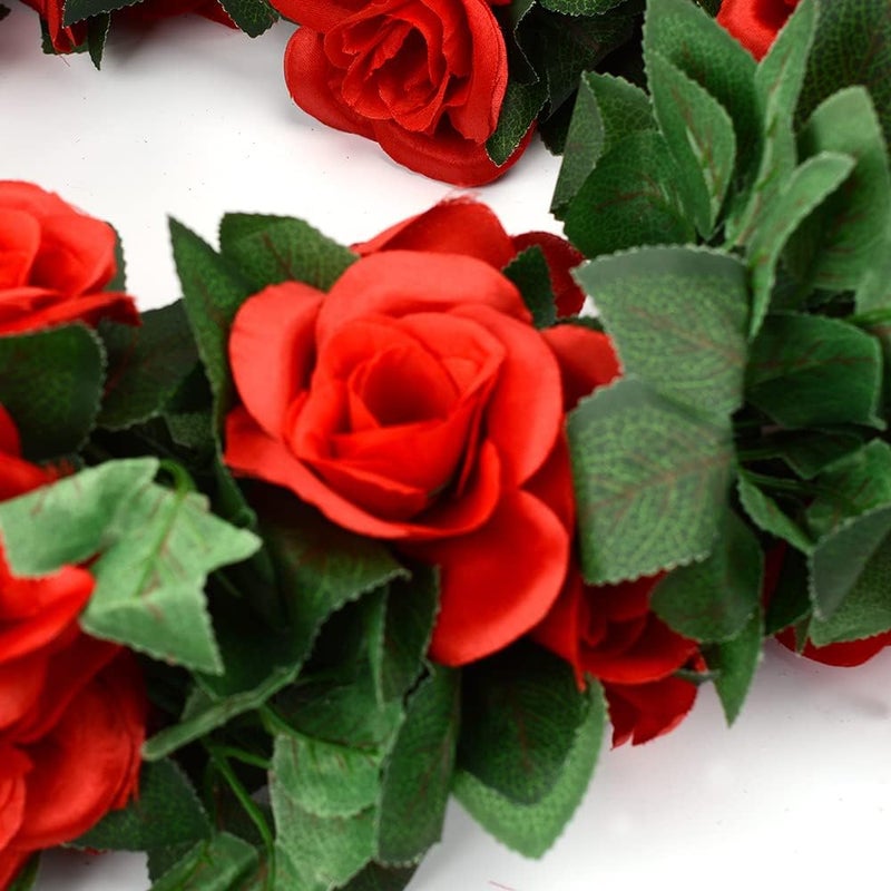 Antspirit 5pack Flower Garland Artificial Fake Rose Garland Vine Artificial Flowers for Decoration Floral Garlands DecorTotal 41 Ft Red - Image 5