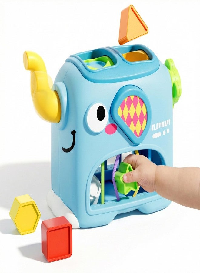 SOCBTNSO Elephant Interactive Shape Sorter Toys for 18 Months+, Montessori Matching & Sorting Toys with 6 Sensory Shape Blocks, Developmental Infant Birthday Gifts for Learning Toddler - Image 1