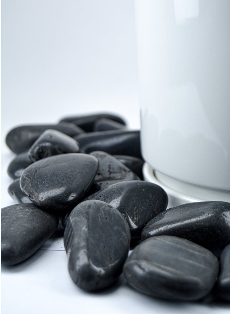 vsell24 5KG Polished Black Decorative Stones – Ideal for Aquariums, Planters, Terrariums & Stylish Home Décor  - Image 1