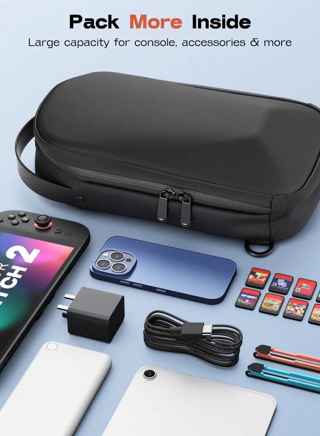 MoKo Sling Crossbody Bag for Nintendo Switch 2 (2025)/Steam Deck/ROG Ally Series, Hard EVA Backpack Travel Carrying Case with Thickened Lining, 8 Game Slots for Switch 2 Console & Accessories, Black - Image 2