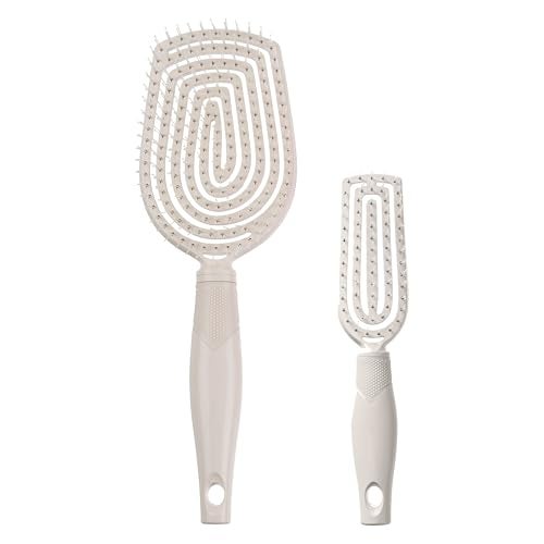 Conair Scalp Care Detangling hairbrush 2pk Fullsize Travel Hair Brush Scalp Massager hairbrushes for women men detangler for all lengths and types can use wet or dry Grey Luxe - Image 1