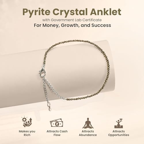 SOLAVA Raw Pyrite Anklet Original Certified | Pyrite Payal for Women | Natural Raw Stone Anklet | Original Crystal Payal for Money and Wealth - Image 2