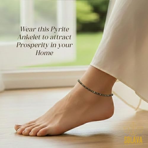 SOLAVA Raw Pyrite Anklet Original Certified | Pyrite Payal for Women | Natural Raw Stone Anklet | Original Crystal Payal for Money and Wealth - Image 4