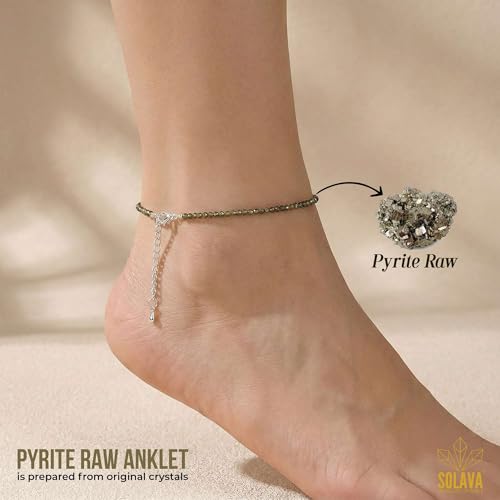 SOLAVA Raw Pyrite Anklet Original Certified | Pyrite Payal for Women | Natural Raw Stone Anklet | Original Crystal Payal for Money and Wealth - Image 3